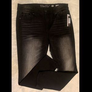WOMEN BLACK MISS ME JEANS SIZE 31 W A PATCH OF GREY AS SHOWN IN PICTURE NWT